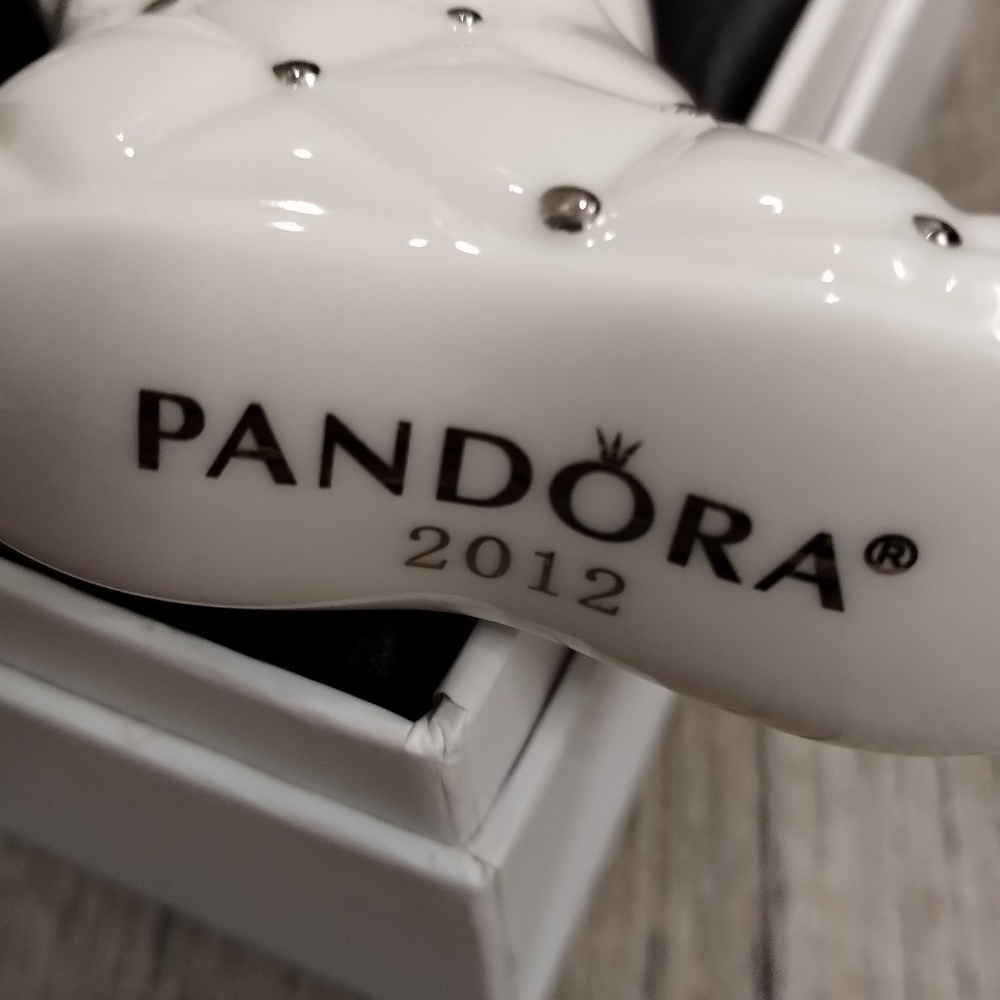 Pandora Christmas Stocking Ornament 2012 White Never used in the Box no flaws